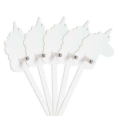 FOLDZILLA Cheval bâton - Set licorne blanc à colorier/décorer avec des stickers