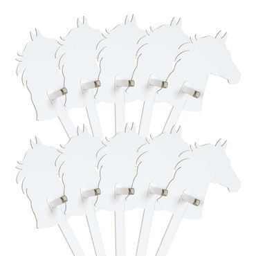 Cheval bâton FOLDZILLA - Set de 10 pièces cheval blanc à colorier/décorer avec des stickers