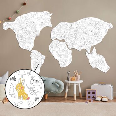 FOLDZILLA Carte du monde murale 3D - Carte du monde pour enfants à colorier